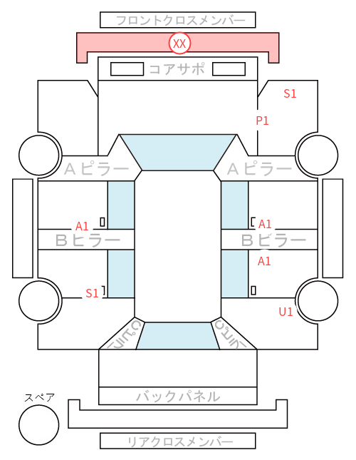 Body condition diagram (damage marks, Japanese labels)