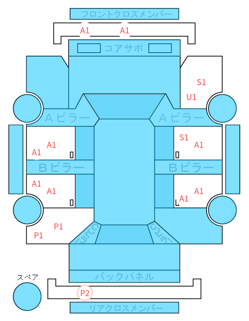 Body condition diagram (damage marks, Japanese labels)