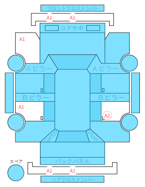 Body condition diagram (damage marks, Japanese labels)