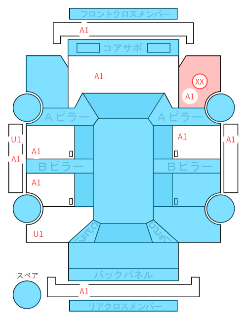 Body condition diagram (damage marks, Japanese labels)