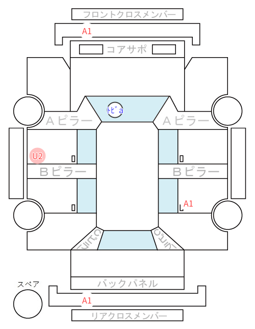 Body condition diagram (damage marks, Japanese labels)