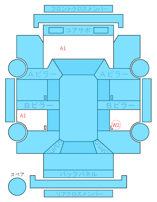 Body condition diagram (damage marks, Japanese labels)