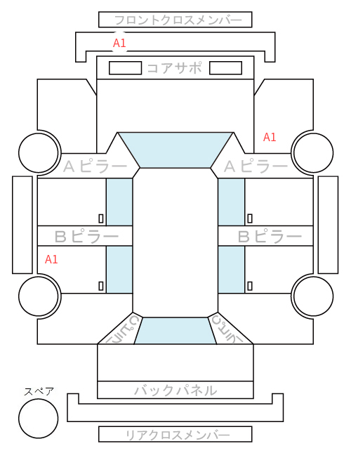 Body condition diagram (damage marks, Japanese labels)