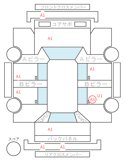 Body condition diagram (damage marks, Japanese labels)