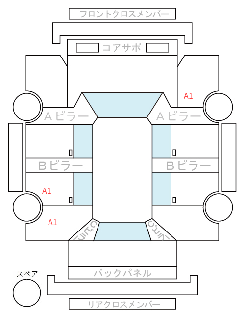 Body condition diagram (damage marks, Japanese labels)