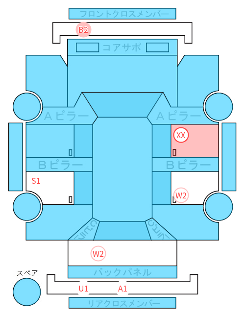 Body condition diagram (damage marks, Japanese labels)
