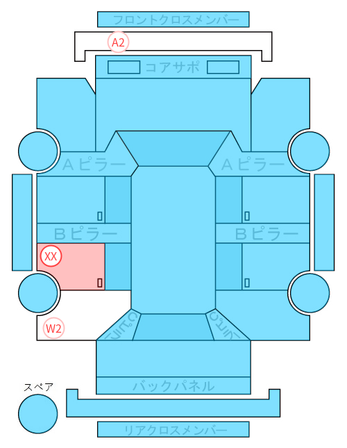 Body condition diagram (damage marks, Japanese labels)