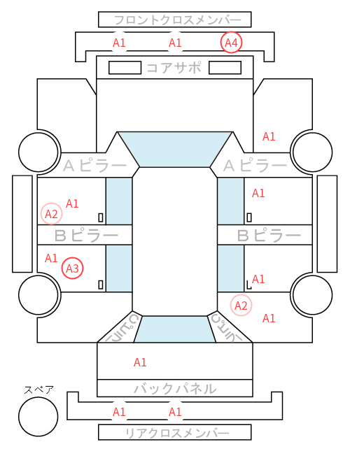 Body condition diagram (damage marks, Japanese labels)