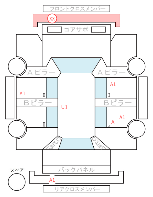Body condition diagram (damage marks, Japanese labels)