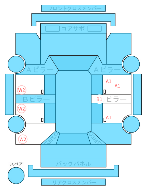 Body condition diagram (damage marks, Japanese labels)