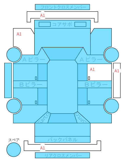 Body condition diagram (damage marks, Japanese labels)