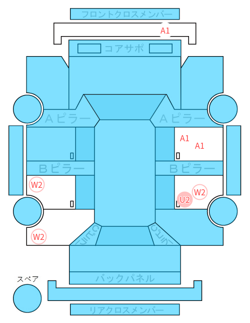 Body condition diagram (damage marks, Japanese labels)