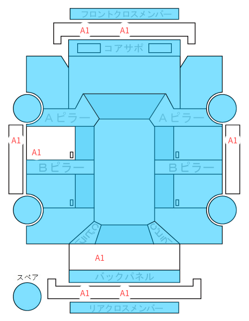 Body condition diagram (damage marks, Japanese labels)