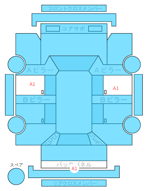 Body condition diagram (damage marks, Japanese labels)