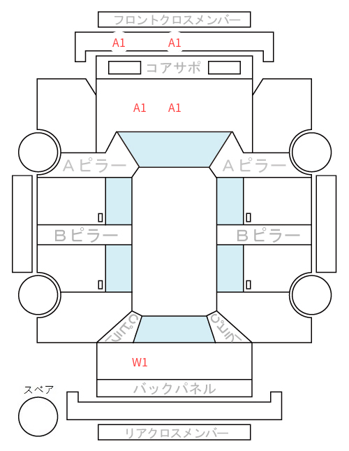Body condition diagram (damage marks, Japanese labels)