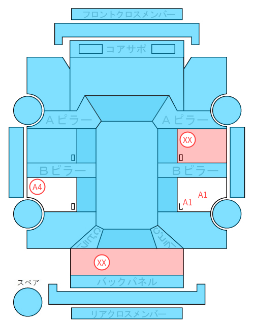 Body condition diagram (damage marks, Japanese labels)