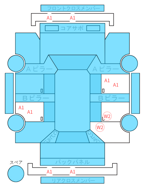 Body condition diagram (damage marks, Japanese labels)