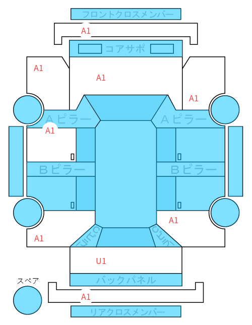 Body condition diagram (damage marks, Japanese labels)