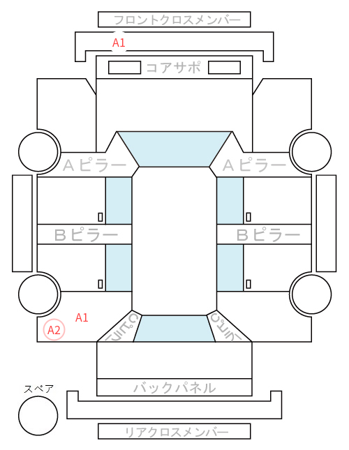 Body condition diagram (damage marks, Japanese labels)