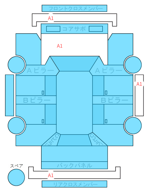 Body condition diagram (damage marks, Japanese labels)