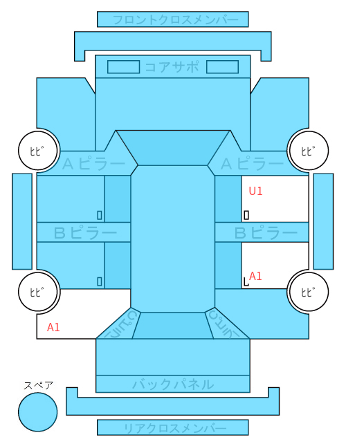 Body condition diagram (damage marks, Japanese labels)
