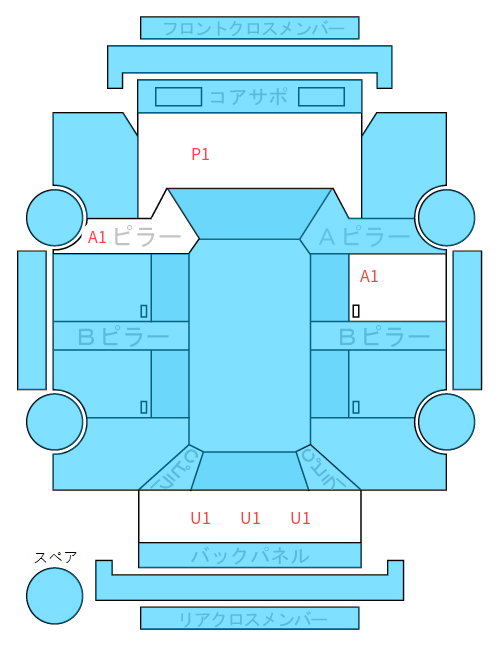 Body condition diagram (damage marks, Japanese labels)