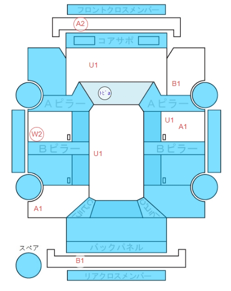 Body condition diagram (damage marks, Japanese labels)