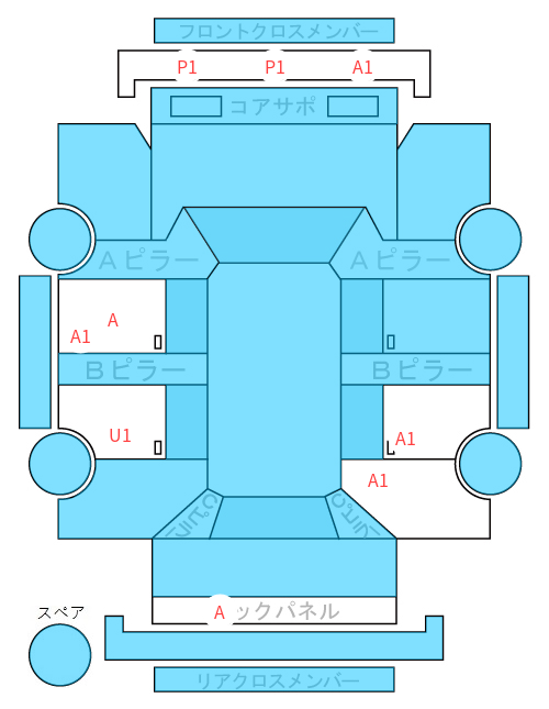Body condition diagram (damage marks, Japanese labels)