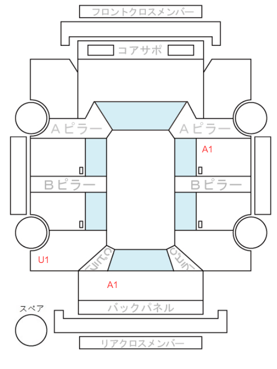 Body condition diagram (damage marks, Japanese labels)