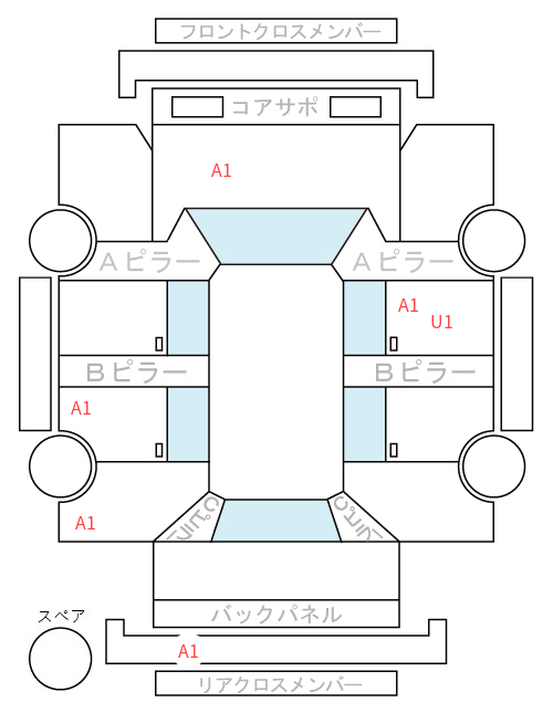 Body condition diagram (damage marks, Japanese labels)