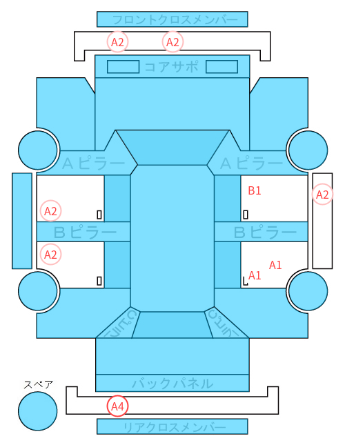 Body condition diagram (damage marks, Japanese labels)