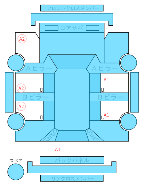 Body condition diagram (damage marks, Japanese labels)