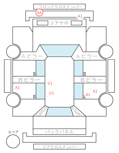 Body condition diagram (damage marks, Japanese labels)