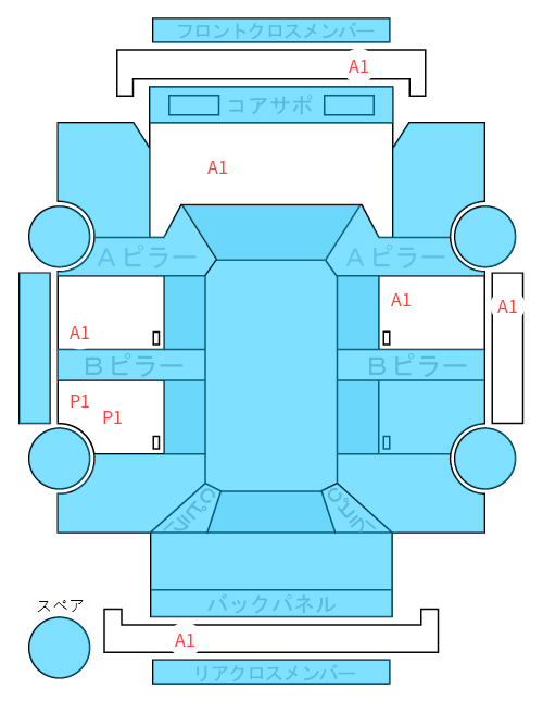 Body condition diagram (damage marks, Japanese labels)