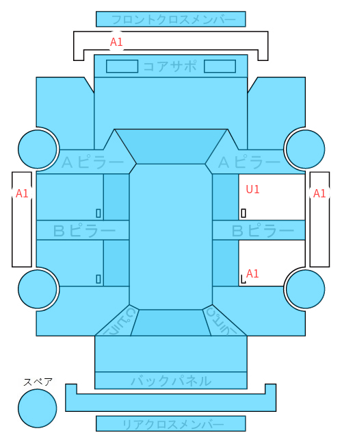Body condition diagram (damage marks, Japanese labels)