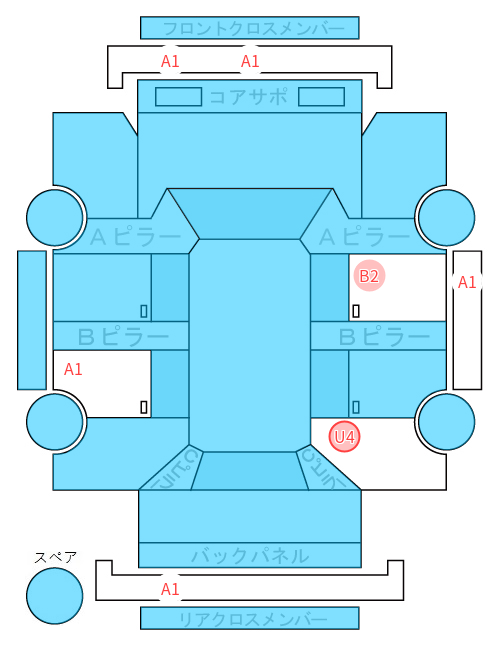 Body condition diagram (damage marks, Japanese labels)