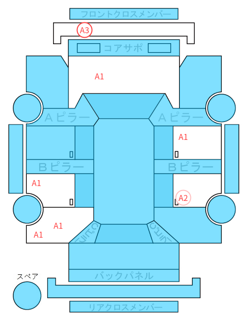 Body condition diagram (damage marks, Japanese labels)