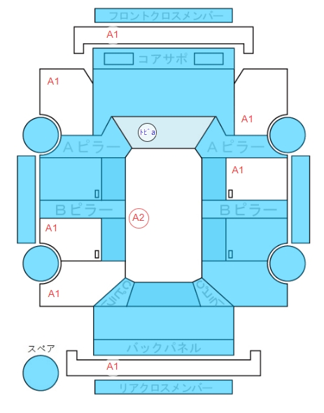Body condition diagram (damage marks, Japanese labels)
