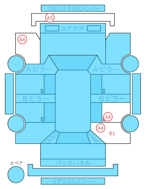 Body condition diagram (damage marks, Japanese labels)