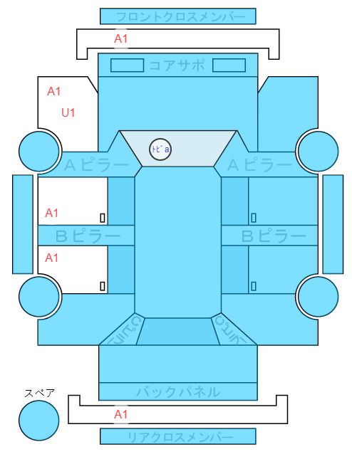 Body condition diagram (damage marks, Japanese labels)