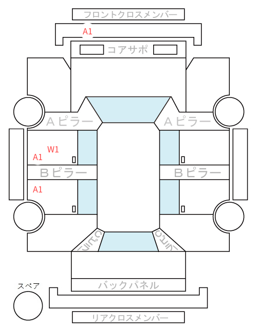 Body condition diagram (damage marks, Japanese labels)