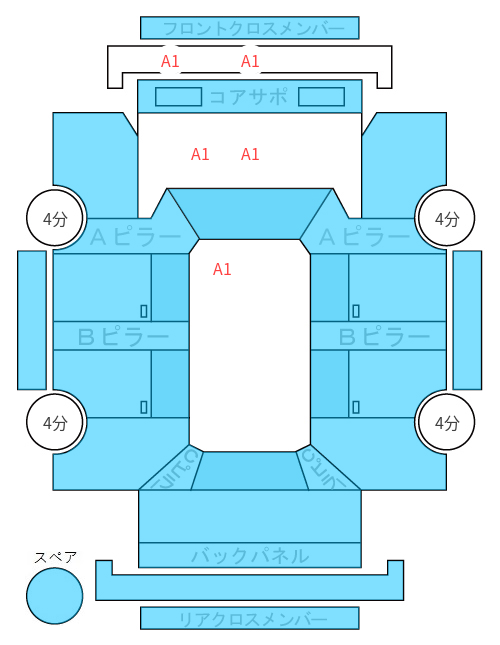 Body condition diagram (damage marks, Japanese labels)