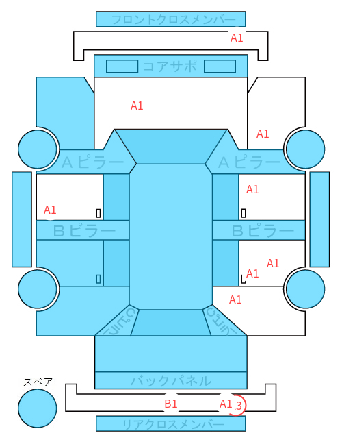 Body condition diagram (damage marks, Japanese labels)
