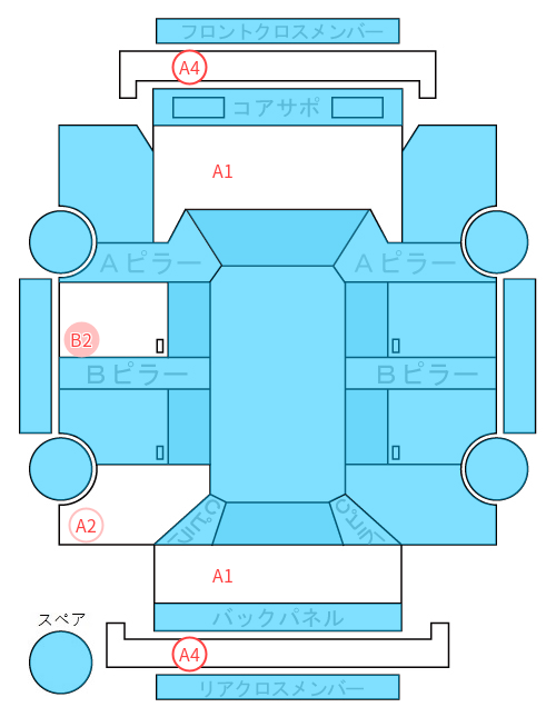 Body condition diagram (damage marks, Japanese labels)