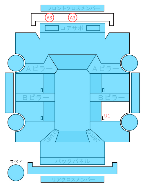 Body condition diagram (damage marks, Japanese labels)