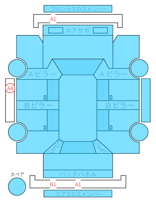 Body condition diagram (damage marks, Japanese labels)