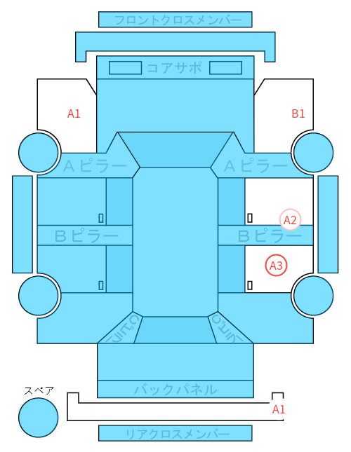 Body condition diagram (damage marks, Japanese labels)