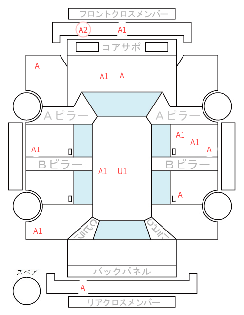 Body condition diagram (damage marks, Japanese labels)
