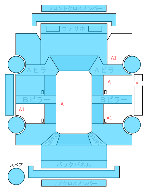 Body condition diagram (damage marks, Japanese labels)