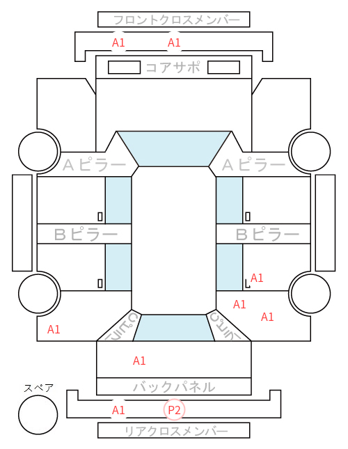 Body condition diagram (damage marks, Japanese labels)